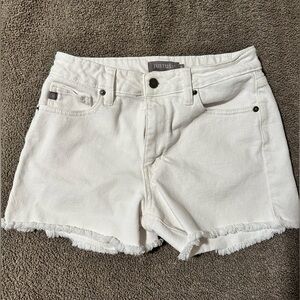 JUST USA // white denim cutoff shorts